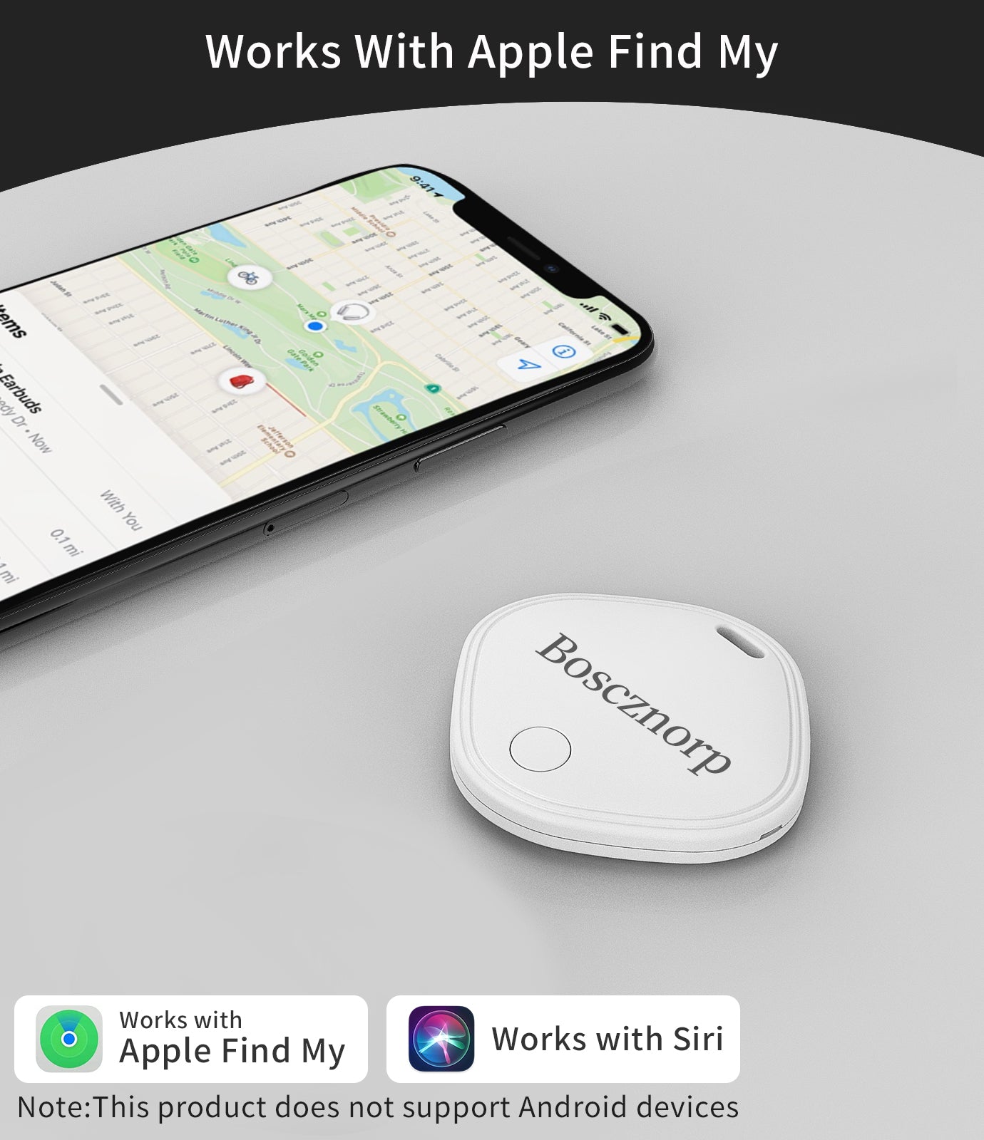 Boscznorp AirTag 1 Pack (iOS Only)-White